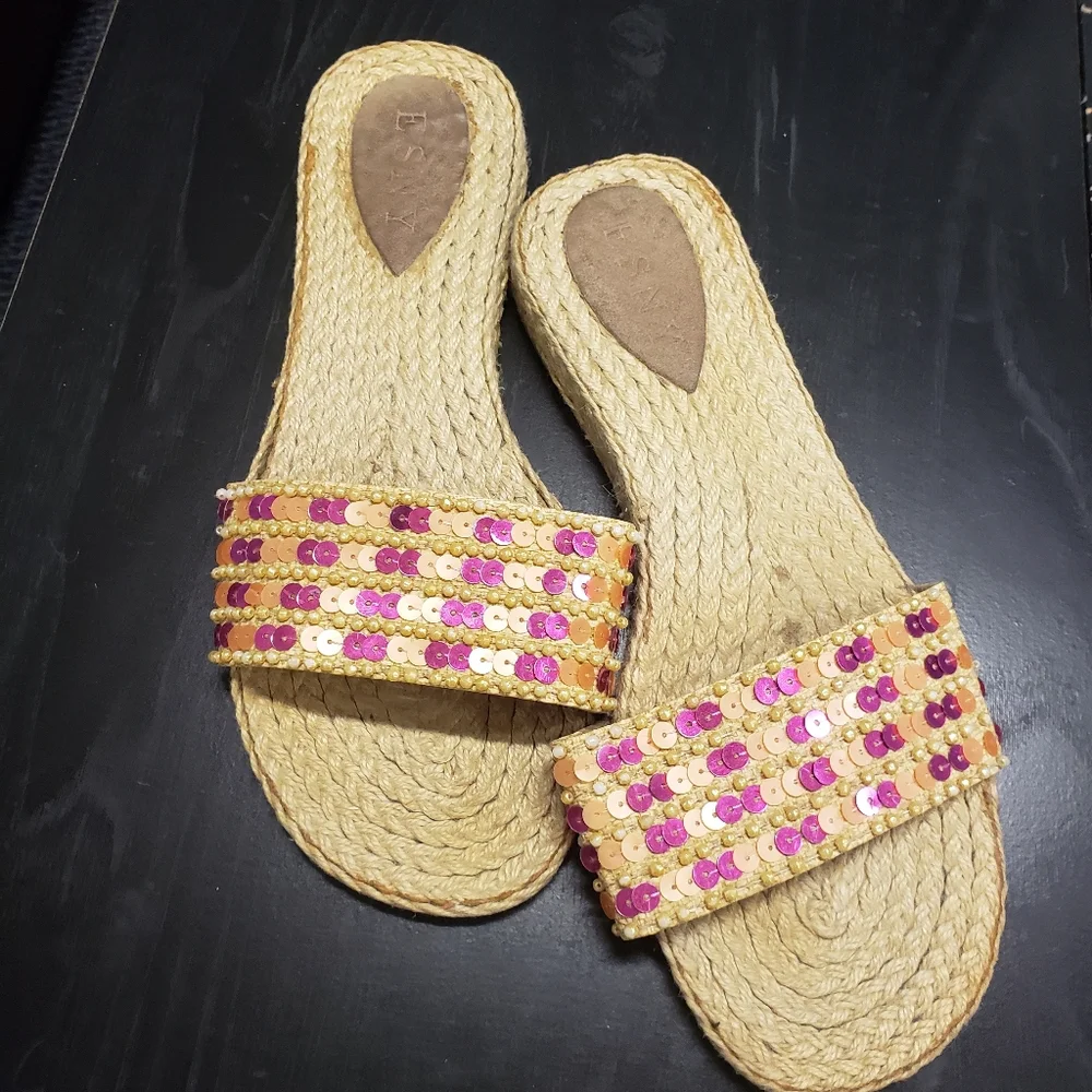 ESNY Espadrille Woven Sequin Sandals